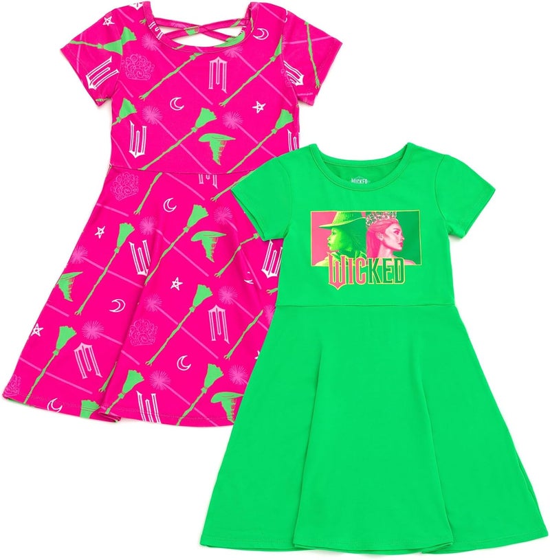 WICKED Girls 2 Pack Skater Dresses Toddler to Big Kid Sizes (2T - 14-16) - Image 1